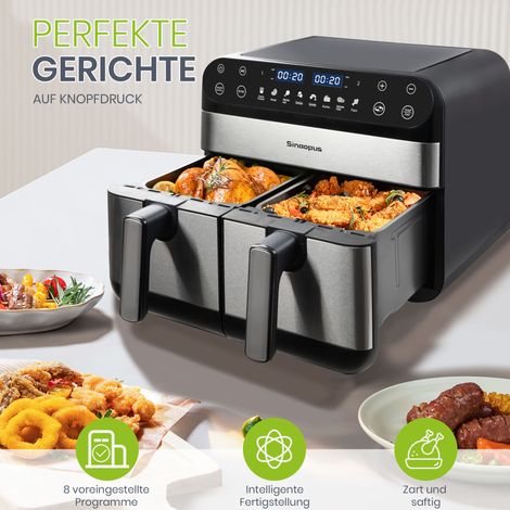 Friggitrice ad aria 10 L XXL a doppia zona, 2400 W, display LED touch, nera OKMYHOME (1/5)