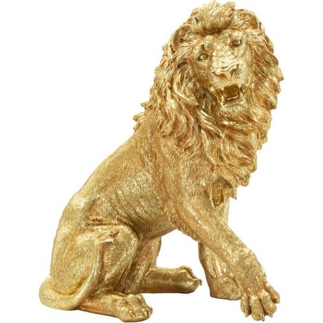 Statue Lion Assis "Shant" 55cm Or