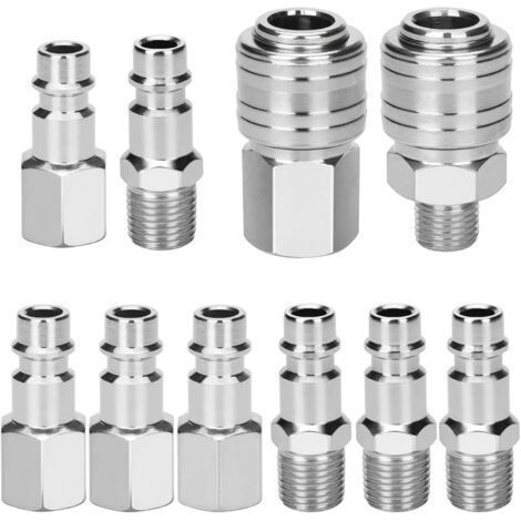 10 pezzi raccordi per compressore 1/4" BSP connettore rapido pneumatico europeo accoppiatore pneumatico kit per compressore d'aria accessorio aria tubo aria compressa connettore maschio femmina (1/4)