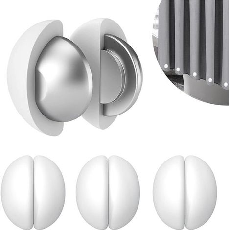 Pesas para cortina de ducha (4 piezas)，Imanes para cortina de ducha，Pesas magnéticas de silicona，Pesas para cortina de acero inoxidable，Blanco (1/5)