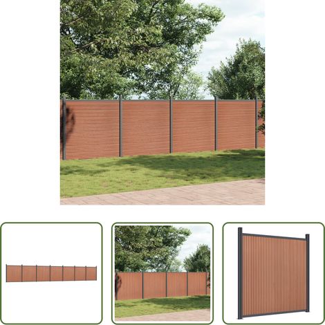 Clôture résidentielle - Panneau de clôture marron 1218x186 cm WPC (1/5)