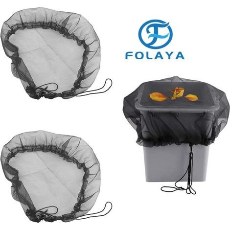 Housse en Maille pour Tonneaux de Pluie - FOLAYA - 2 PCS - PE Durable - Cordon de Serrage - Diamètre 95 cm (1/4)