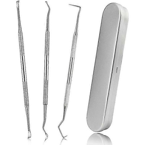 Outils dentaires professionnels, détartreur et gratte-dents en acier inoxydable pour chiens, lot de 3, pour le nettoyage des dents des chiens. (1/4)
