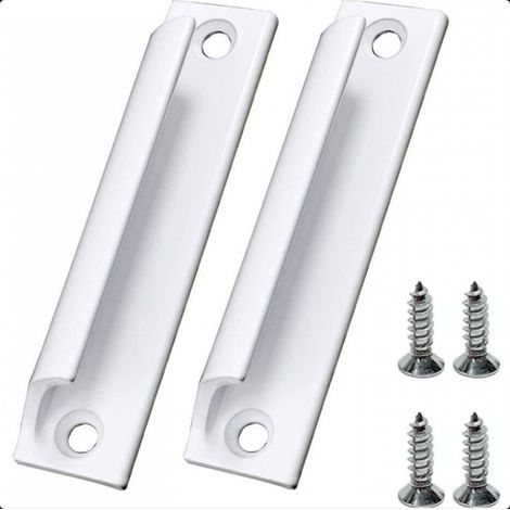 Lot de 2 Poignées en Alliage Aluminium Pour Porte Coulissante, Tiroir, Fenêtres et Placards Vis Incluses, Blanc