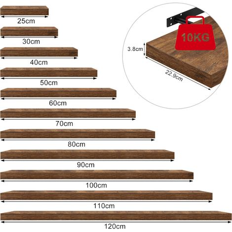 WOLTU Estanteria Pared Estante Flotante Juego de 2 Estante Pared de Madera de MDF para salón Cocina Pasillo 90x22.9x3.8cm