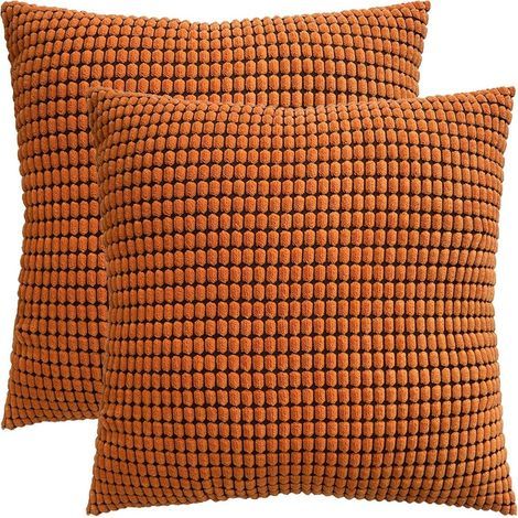 Housse de coussin en velours côtelé 2 pièces (orange, 4545 cm)-