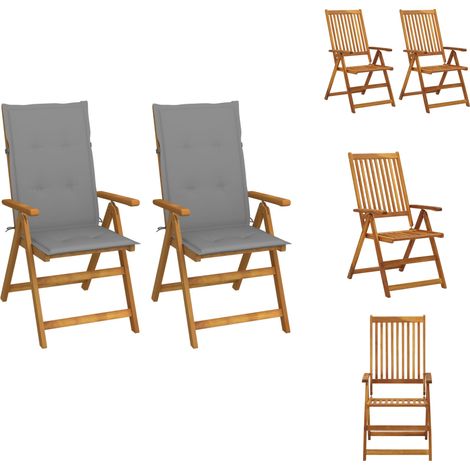 Garten-Liegestühle 2 Stk. mit Kissen Akazie Massivholz - Gartensessel - Holzsessel - Gartenliege - Akaziengartenmöbel - Outdoor Möbel (1/5)
