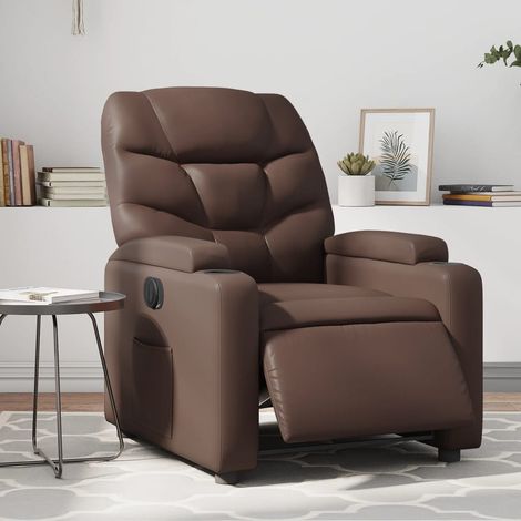 Fauteuil inclinable électrique-Chaise de relaxation-Fauteuil Relax Marron Similicuir 544084 (1/5)