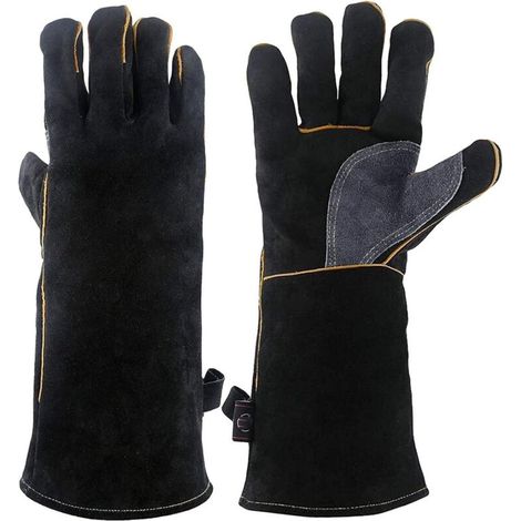 Ces gants de travail résistants à l'abrasion conviennent aux opérations de soudure, de manipulation de flammes nues, de travail du bois de chauffage, de cheminée, de poêle, de four et de barbecue. (1/4)