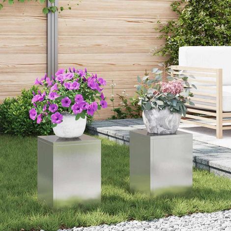 Pflanzenständer 2 pcs Silber 24 x 24 x 35 cm Edelstahl