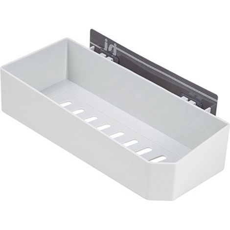 Étagère murale de rangement pour salle de bain, organisateur de cuisine, salle de bain et toilettes en plastique blanc, sans perçage (1/5)