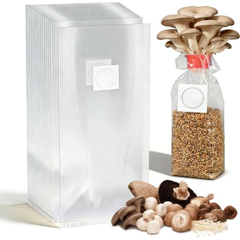 Lot de 50 sacs de culture de champignons : sacs de culture de champignons avec filtre, résistants à la déchirure et solides - Sac de culture de champignons - 25 x 50 cm (1/5)