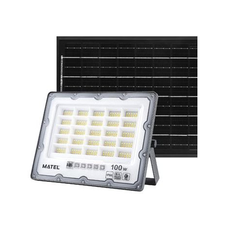 Proyector LED con panel solar programable con mando a distancia (100W 3CCT 700lm) IP65 22x17cm color gris (1/5)