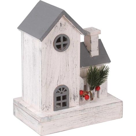 Casetta decorativa in abete con luce a Led, 20X13H26 cm (kit da 3) (1/2)