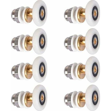 Fixation de porte et paroi de douche, Roulette Porte Douche, Roulettes de Porte Coulissante Cabine de Douche Porte Poulies Roue de Rechange pour Rouleau avec Diamètre de Roues 27mm, 8 Pièces,C (1/4)