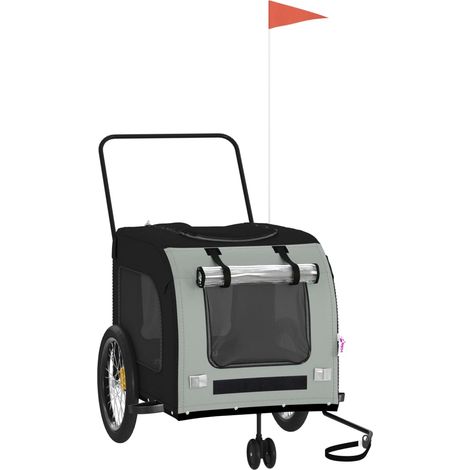 Pet Bike Trailer Black and Grey Oxford Fabric and Iron vidaXL