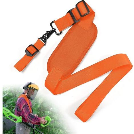 - Freischneider-Tragegurt - Schultergurt aus Nylon - Verstellbar und rutschfest - Für Rasenmäher und Trimmer - Orange - 62 x 112 cm (1/5)