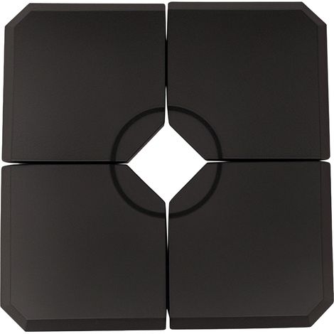 Pied de parasol lot de 4 dalles pour parasol à lester - A remplir d'eau jusqu'à 80 kg ou de sable jusqu'à 120 kg - dim. tot. 100L x 100l x 9,5H cm HDPE noir