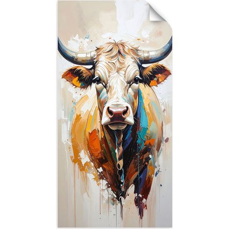 Selbstklebendes Poster – Wandsticker Bunte Kuh-Imitation 80x160 cm