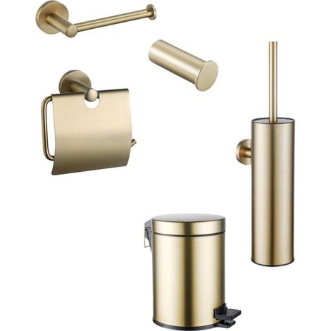 FugaFlow Eccelente Ensemble accessoires toilettes 5 pièces - porte-rouleau de papier toilette - porte-rouleau de réserve - porte-brosse WC - crochet (1/5)