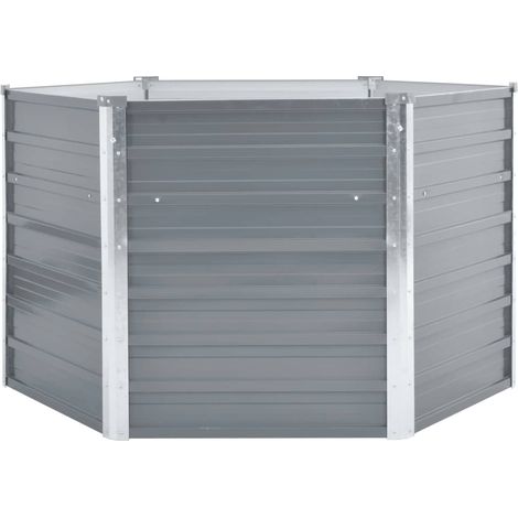 Fioriera rialzata per piante e fiori acciaio zincato 129 x 129 x 77 cm grigio 020001089
