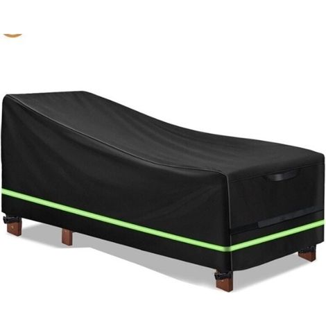 Housse de chaise longue en bois Oxford 420D, 65 x 95 x 155 cm, anti-poussière, protège du soleil, du vent, de la pluie, de la neige et d'autres éléments (noir) (1/4)