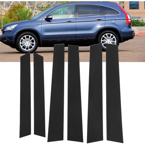 Set mit 6 glänzend schwarzen Polycarbonat-Fensterrahmenaufklebern, 4D-Stil, Spiegelglanz, für Honda CRV 2007-2011 (1/5)
