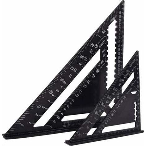 Escuadra multifuncional de carpintero de 18 cm y 30 cm, regla triangular de metal y aluminio, guía de marcado, transportador de ángulos de 45 y 90 grados / Herramienta de carpintero / Herramienta de m (1/5)