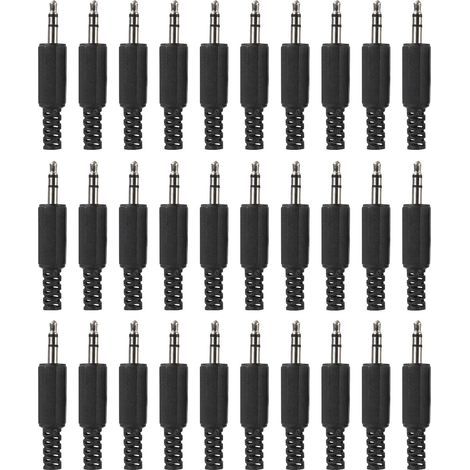 30 Pcs Prise Jack de réparation de Remplacement stéréo 3,5mm, Prise mâle TRS 3 pôles 1/8", connecteur de câble Audio de Type à souder 3,5mm pour réparation de câble de Casque/Casque/écouteur (1/5)