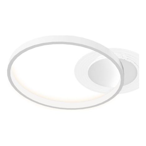 royaluxe -Plafonnier rond à deux anneaux, 50 x 40 x 7,4 cm, blanc