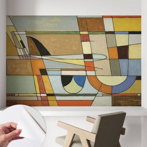 Papier peint autocollant décoratif à motifs pour salon chambre et bureau Tapete adhésif pour décoration Harmonie géométrique 104x70 cm (1/5)