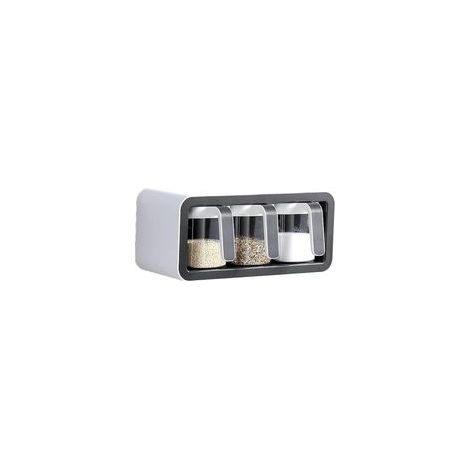 Boîte à épices murale de cuisine à plusieurs compartiments, rangement assaisonnement pour maison, bar, barbecue, pique-nique (Noir 3)– (1/5)