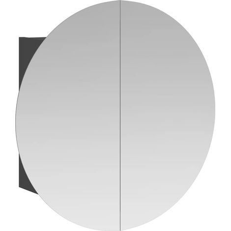 Armario de baño con espejo redondo y LED gris 40x40x17,5 cm vidaXL