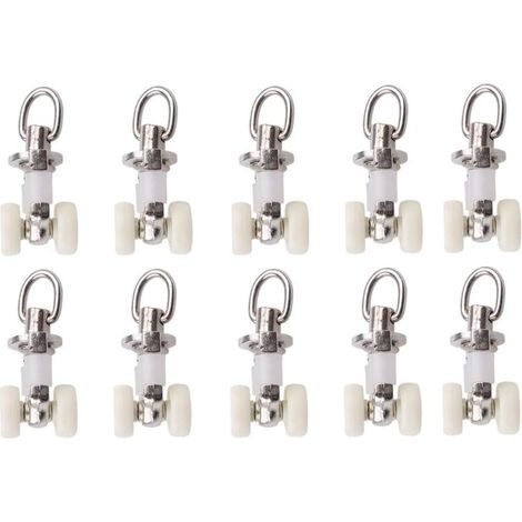 Filiyano-Lot de 20 roulettes doubles pour rail de rideau en plastique et alliage d'aluminium (1/5)