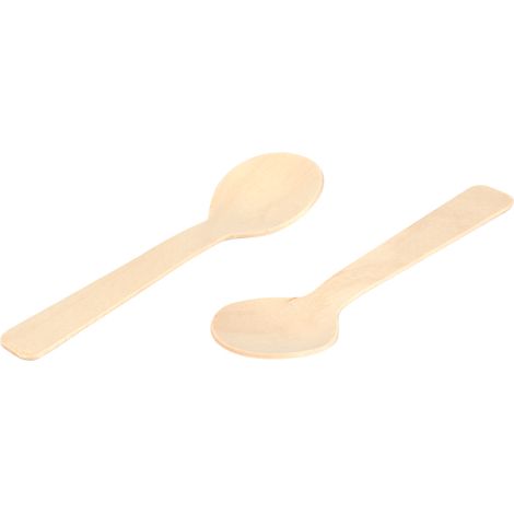 100 cuillères à glace jetables en bois, cuillères à café, couverts de 10 cm (Bupplies) (1/5)