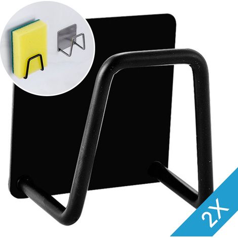 Porta spugna per lavello - Porta spugna - Organizzatore per lavello - Porta strofinaccio - Porta spugna da cucina - Nero - Set da 2 (1/5)