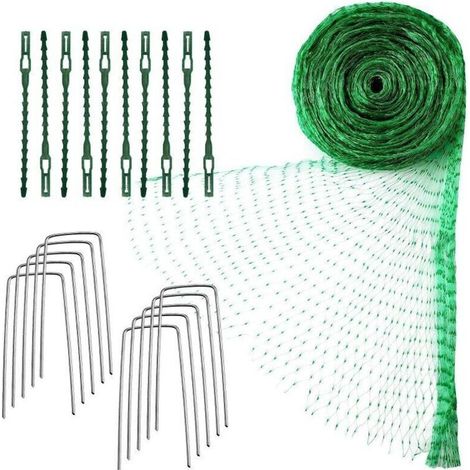 Filet Anti Oiseaux,4 10m Vert Jardin Oiseau Filet de pour Plante Filet de Protection,Protéger Les Plantes, Les Fruits, Les Fleurs et Les légumes, 10pcs Pointes de terre+10pcs Cravates..DEBUNS (1/4)
