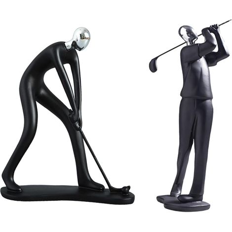 Lot de 2 Statues de Golfeurs Abstraites en Résine Décoration Artistique pour Maison et Bureau Figurines Décoratives 24 CM Sculpture Moderne pour Amateurs de Golf (1/5)