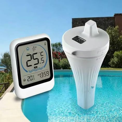 Thermomètre de piscine numérique sans fil, écran IP68, flottant pour salle de bain Thermomètre idéal pour piscine, baignoire, aquarium et étang. Étanchéité IP68, écran, flottant, facile à lire (1/5)