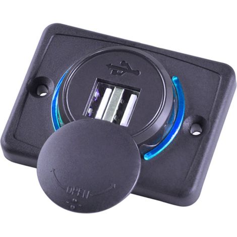 12V-24V USB-Adapter – Wasserdichte Doppel-USB-Buchse für Fahrzeuge – Einbau in Schalttafeln – Gleichstromverkabelung – 3 x 1A – Inkl. Befestigungsschrauben (1/5)