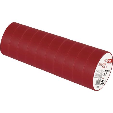EMOS PVC-Isolierband Rot 10er Pack, 19mm x 20m, 0,13mm Bandstärke, selbstklebend, UV-beständig, wasserdichte Verbindung, F61923 (1/5)