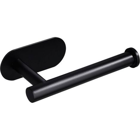 Portarotolo in acciaio inox nero, lunghezza 16,5 cm, per bagno e cucina, supporto da parete adesivo senza necessità di forare, 1 pezzo (1/5)