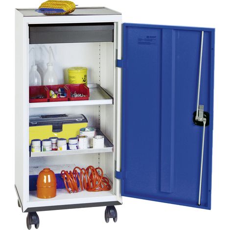 Stumpf Gabinete de herramientas y materiales Serie 3000 gris claro / azul genciana + 1 cajón 100 mm + 2 estantes extraíbles con base rodante - 3093174