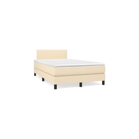Sommier à lattes de lit avec matelas Crème 120x200 Tissu (1/5)