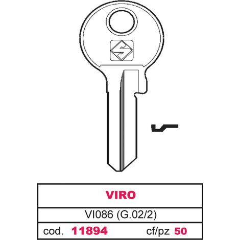 Silca CHIAVE OTTONE VI086 (G.VAC 2) VIRO 50.00 pz