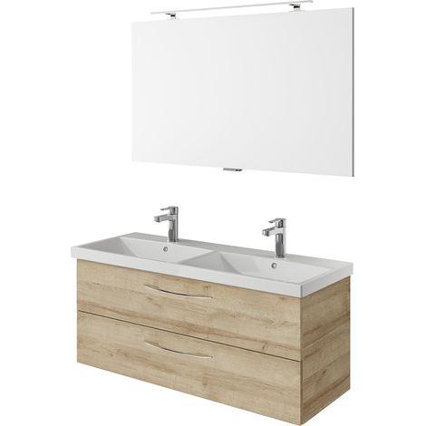Waschplatz Set in Riviera Eiche Nb. mit Doppelwaschbecken VILLATORO-66, B/H/T ca. 120/200/45 cm (1/5)