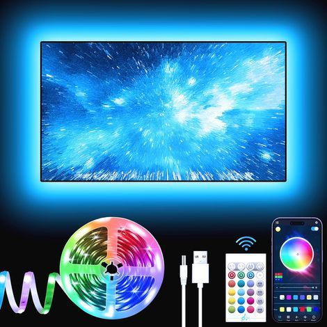 TV Strip Lights, LED Backlight Strip Light with Music Sync for 32-60 inch TV LED TV Light - RGB Color Changing Strip Lights for Home Theater (9.8T) (1/5)