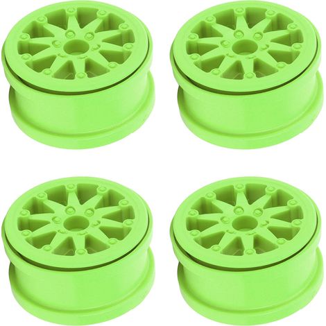Lot de 4 jantes de 2,2 pouces en nylon vert pour voitures RC Axial SCX10, Wraith et RR10 (échelle 1/10). (1/5)