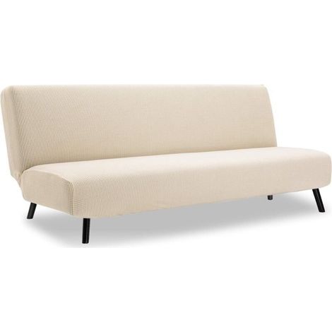 Sofabezug, elastischer 3-Sitzer-Sofabezug für Click-Clack-Sofa, verstellbarer elastischer Jacquard-Sofabezug (3-Sitzer, beige) (1/4)