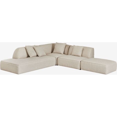 Sofá modular esquinero de 3 piezas con diván izquierdo y puff tapizado Cardea SKLUM             